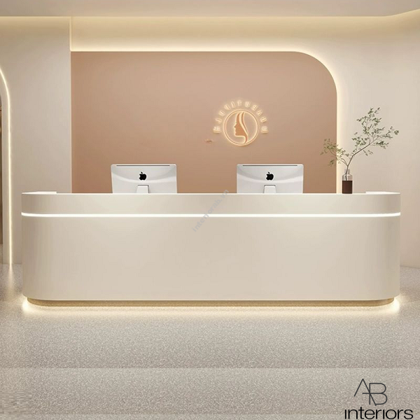 Quầy lễ tân bo cong 3m6 QLT002