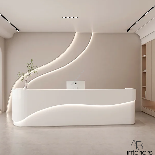 Quầy lễ tân bo cong 3m6 QLT008