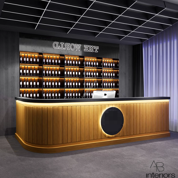 Quầy pha chế chữ L bo cong QB021