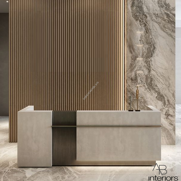 Quầy lễ tân 2m2 xám xi măng QLT057