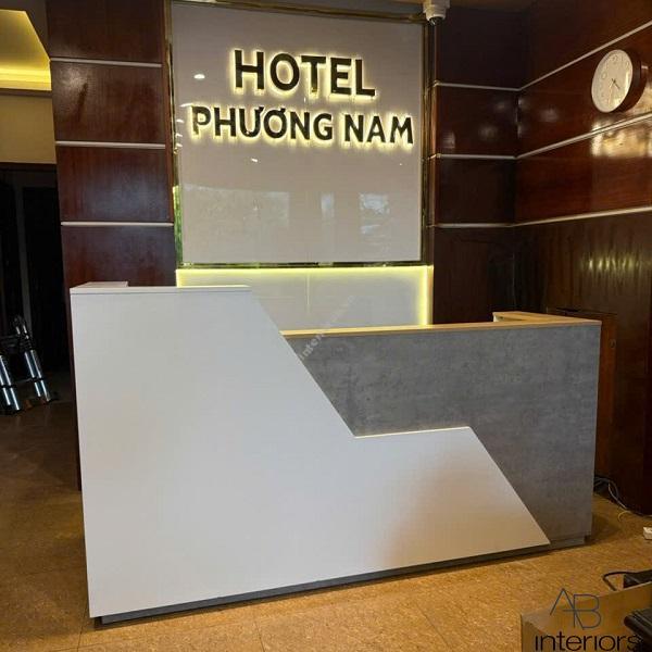 Quầy lễ tân khách sạn chữ L giá rẻ QLT075