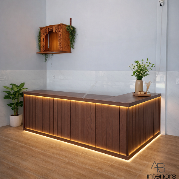 Quầy bar gỗ chữ L đẹp QB057