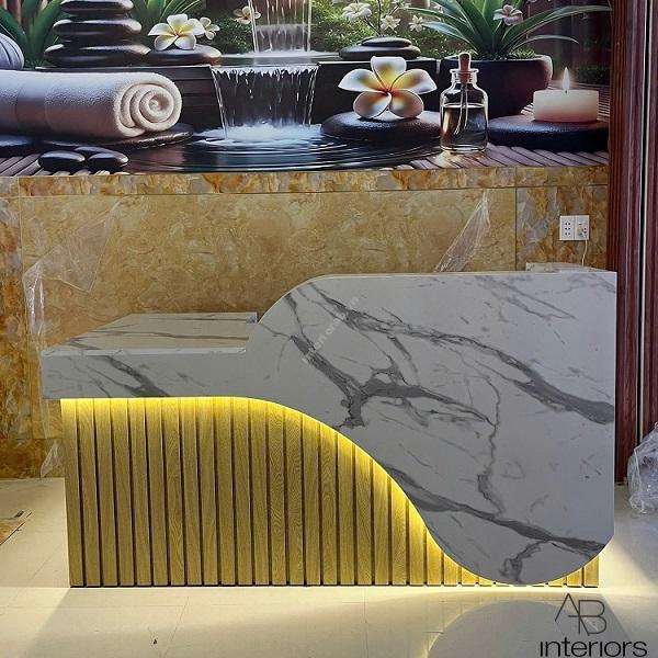 Quầy lễ tân chữ L 2m x 1m đẹp QLT082