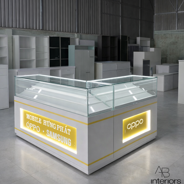 Tủ trưng bày điện thoại chữ L đẹp TTB111